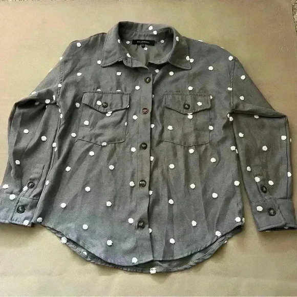 Blu Pepper | Pom Pom Button Front Shirt Jacket - Picture 3 of 8